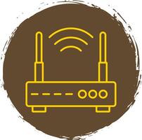 Wifi router lijn cirkel geel icoon vector