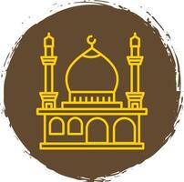 moskee lijn cirkel geel icoon vector