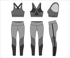 activewear training Sportschool sport- slijtage mode vlak schetsen sjabloon geschiktheid uit fit voorkant en terug visie vector