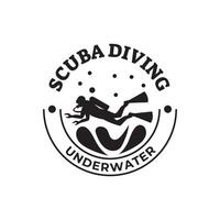 scuba duiken logo ontwerp, perfect voor duiken school- en onder water avontuur logo ontwerp vector