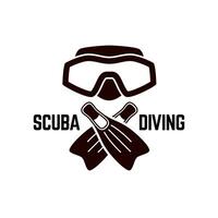 scuba duiken vector logo ontwerp illustratie van onder water zwemmen uitrusting