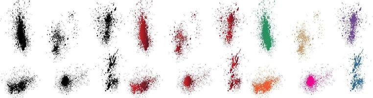 reeks van zwart, rood, oranje, Purper, tarwe, groen kleur illustratie bloed geklater realistisch borstel beroerte vector