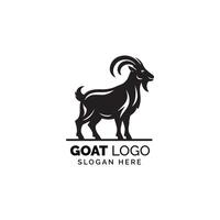 zwart en wit illustratie van een gestileerde geit voor een merk logo ontwerp vector