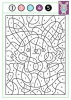 vector Pasen kleur door aantal werkzaamheid met schattig kawaii konijn. voorjaar vakantie tafereel. zwart en wit tellen spel met grappig konijn. tuin kleur bladzijde voor kinderen