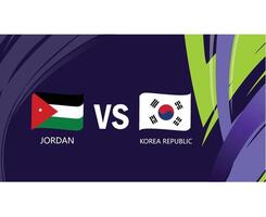 Jordanië en Korea republiek bij elkaar passen semi laatste vlaggen lint Aziatisch landen 2023 emblemen teams landen Aziatisch Amerikaans voetbal symbool logo ontwerp vector illustratie