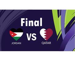 Jordanië en qatar bij elkaar passen laatste hart vlaggen Aziatisch landen 2023 emblemen teams landen Aziatisch Amerikaans voetbal symbool logo ontwerp vector illustratie