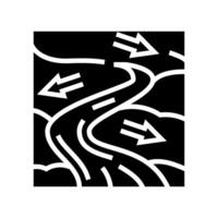 rivier- stromen hydro-elektrisch macht glyph icoon vector illustratie
