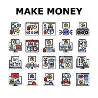 maken geld internet geld online pictogrammen reeks vector