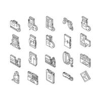 gas- station tanken uitrusting isometrische pictogrammen reeks vector