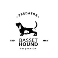 wijnoogst retro hipster basset hond logo vector schets silhouet kunst icoon