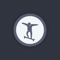 skateboarden icoon, jongen Aan skateboard vector pictogram, vector illustratie