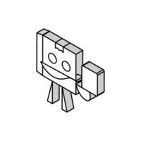 rekenmachine houden karton doos karakter isometrische icoon vector illustratie