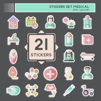 sticker reeks medisch. verwant naar apotheek symbool. gemakkelijk ontwerp bewerkbaar. gemakkelijk illustratie vector