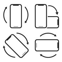 mobiel telefoon draaien icoon reeks in lijn stijl apparaat omwenteling met pijl gemakkelijk zwart stijl symbool teken voor app en website of video vector illustratie