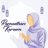 vector illustratie Ramadhan kareem met meisje gebed