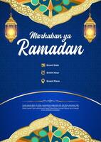 vector blauw luxe Ramadan kareem poster sjabloon