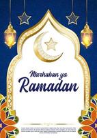 vector blauw luxe Ramadan kareem poster sjabloon