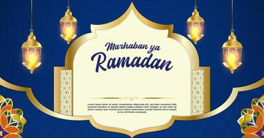 vector blauw luxe Ramadan kareem banier sjabloon