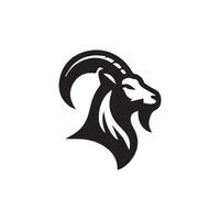 geit hoofd zwart en wit logo ontwerp sjabloon vector