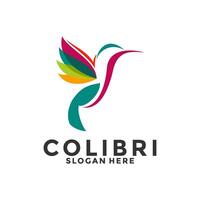 abstract kleurrijk kolibrie colibri vogel logo icoon, neuriën vogel colibri logo vector sjabloon