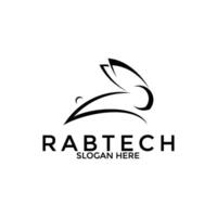 konijn logo vector , konijn tech logo sjabloon icoon symbool illustratie