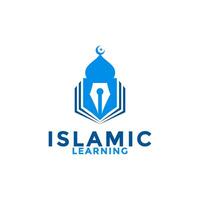 moslim leren logo, Islam aan het leren logo sjabloon, Islamitisch media vector illustratie