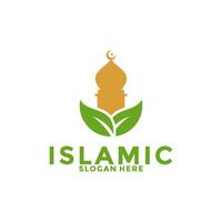 Islamitisch met vertrekken luxe logo vector sjabloon, moslim logo icoon