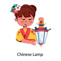 trendy chinese lamp vector