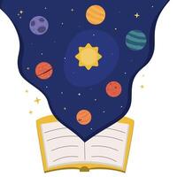 vector illustratie van een boek over astronomie in tekenfilm stijl, vlak stijl