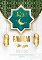 Ramadan folder Islamitisch patroon poster sjabloon lantaarn decoratie vector