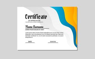 certificaat sjabloon in oranje en blauw kleuren in abstract stijl. vector