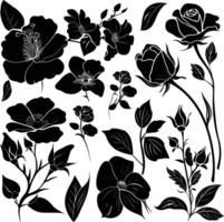 ai gegenereerd silhouet divers bloemen en bladeren luxe bloemen element voor bruiloft uitnodiging sjabloon vector