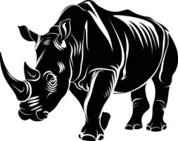 ai gegenereerd silhouet neushoorn dier zwart kleur enkel en alleen vol lichaam vector