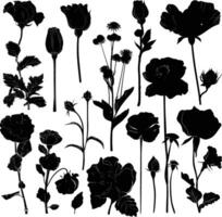 ai gegenereerd silhouet divers bloemen en bladeren luxe bloemen element voor bruiloft uitnodiging sjabloon vector