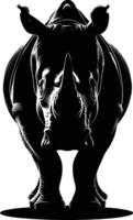 ai gegenereerd silhouet neushoorn dier zwart kleur enkel en alleen vol lichaam vector