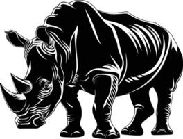 ai gegenereerd silhouet neushoorn dier zwart kleur enkel en alleen vol lichaam vector