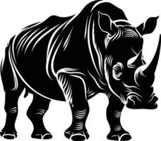 ai gegenereerd silhouet neushoorn dier zwart kleur enkel en alleen vol lichaam vector