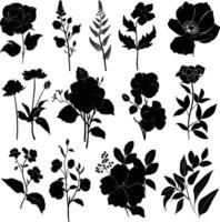 ai gegenereerd silhouet divers bloemen en bladeren luxe bloemen element voor bruiloft uitnodiging sjabloon vector