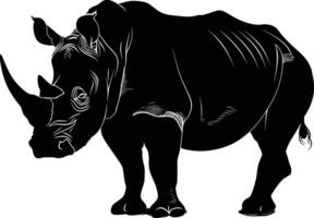 ai gegenereerd silhouet neushoorn dier zwart kleur enkel en alleen vol lichaam vector