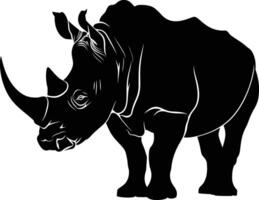 ai gegenereerd silhouet neushoorn dier zwart kleur enkel en alleen vol lichaam vector