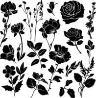 ai gegenereerd silhouet divers bloemen en bladeren luxe bloemen element voor bruiloft uitnodiging sjabloon vector