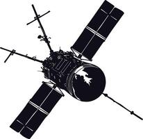 ai gegenereerd silhouet satelliet communicatie in ruimte zwart kleur enkel en alleen vector