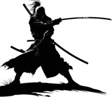 ai gegenereerd silhouet samurai zwart kleur enkel en alleen vol lichaam vector