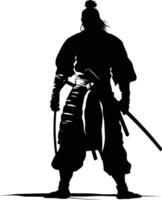 ai gegenereerd silhouet samurai zwart kleur enkel en alleen vol lichaam vector