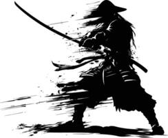 ai gegenereerd silhouet samurai zwart kleur enkel en alleen vol lichaam vector