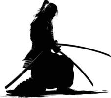 ai gegenereerd silhouet samurai zwart kleur enkel en alleen vol lichaam vector