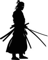 ai gegenereerd silhouet samurai zwart kleur enkel en alleen vol lichaam vector