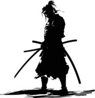 ai gegenereerd silhouet samurai zwart kleur enkel en alleen vol lichaam vector