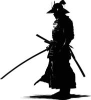 ai gegenereerd silhouet samurai zwart kleur enkel en alleen vol lichaam vector