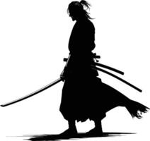 ai gegenereerd silhouet samurai zwart kleur enkel en alleen vol lichaam vector